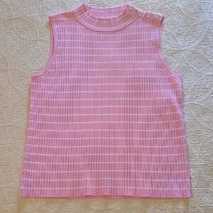 Talbots Pink and White Stripe Sleeveless Knit Top LP